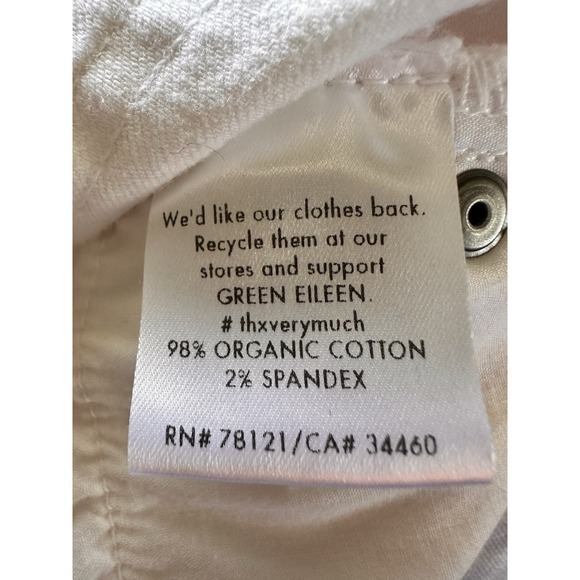 EILEEN FISHER Pant 14 Stretch Organic‎ Cotton Cropped Ankle White Coastal Beachy - Picture 3 of 5